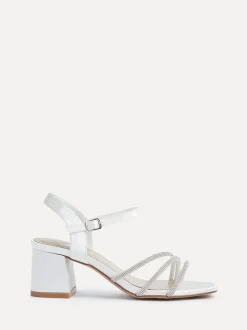 Linzi Bridal Wide Fit Mariah Open Back Heels With Diamante Triple Front