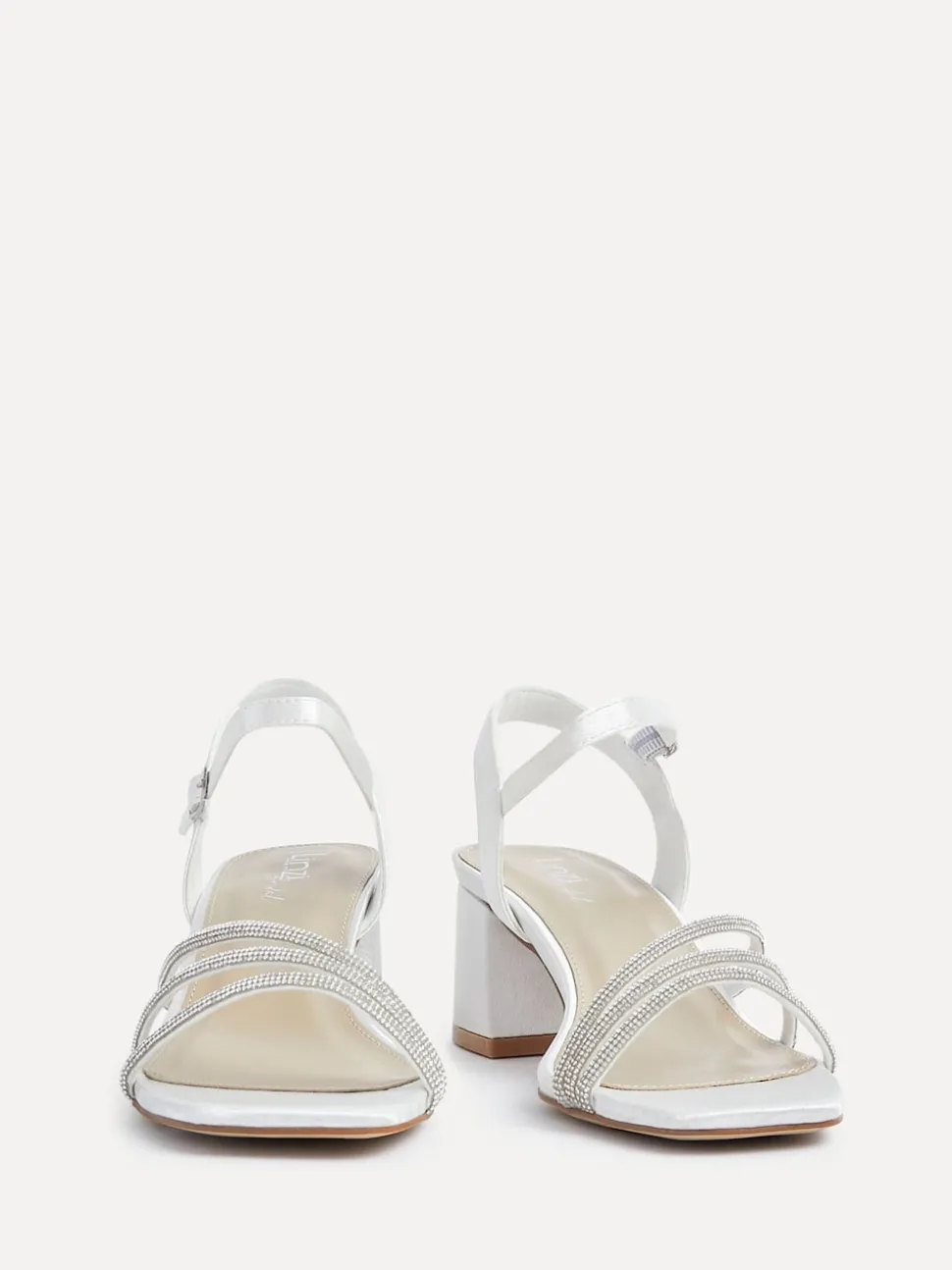 Linzi Bridal Wide Fit Mariah Open Back Heels With Diamante Triple Front
