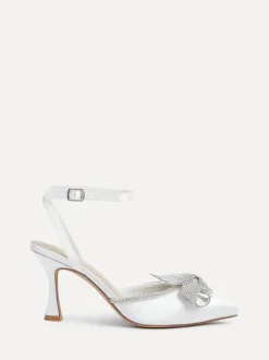 Linzi Bruidskleding Angela Satijn Diamante Strik detail pumps