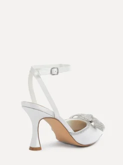 Linzi Bruidskleding Angela Satijn Diamante Strik detail pumps