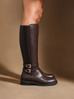 Linzi Fierce High Leg Boots With Double Buckle Detail