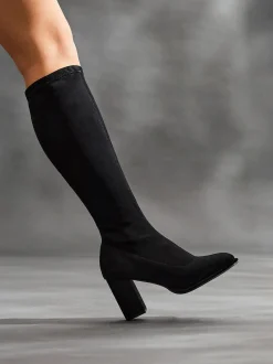 Linzi Kylie stretchy hoge Boots met blokhak