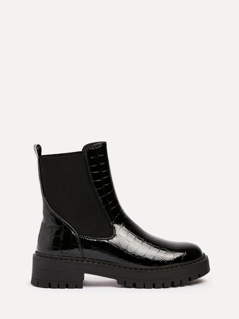 Linzi Landon Chunky Croc Mix Ankle Boots With Stud Detail Sole