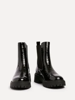 Linzi Landon Chunky Croc Mix Ankle Boots With Stud Detail Sole