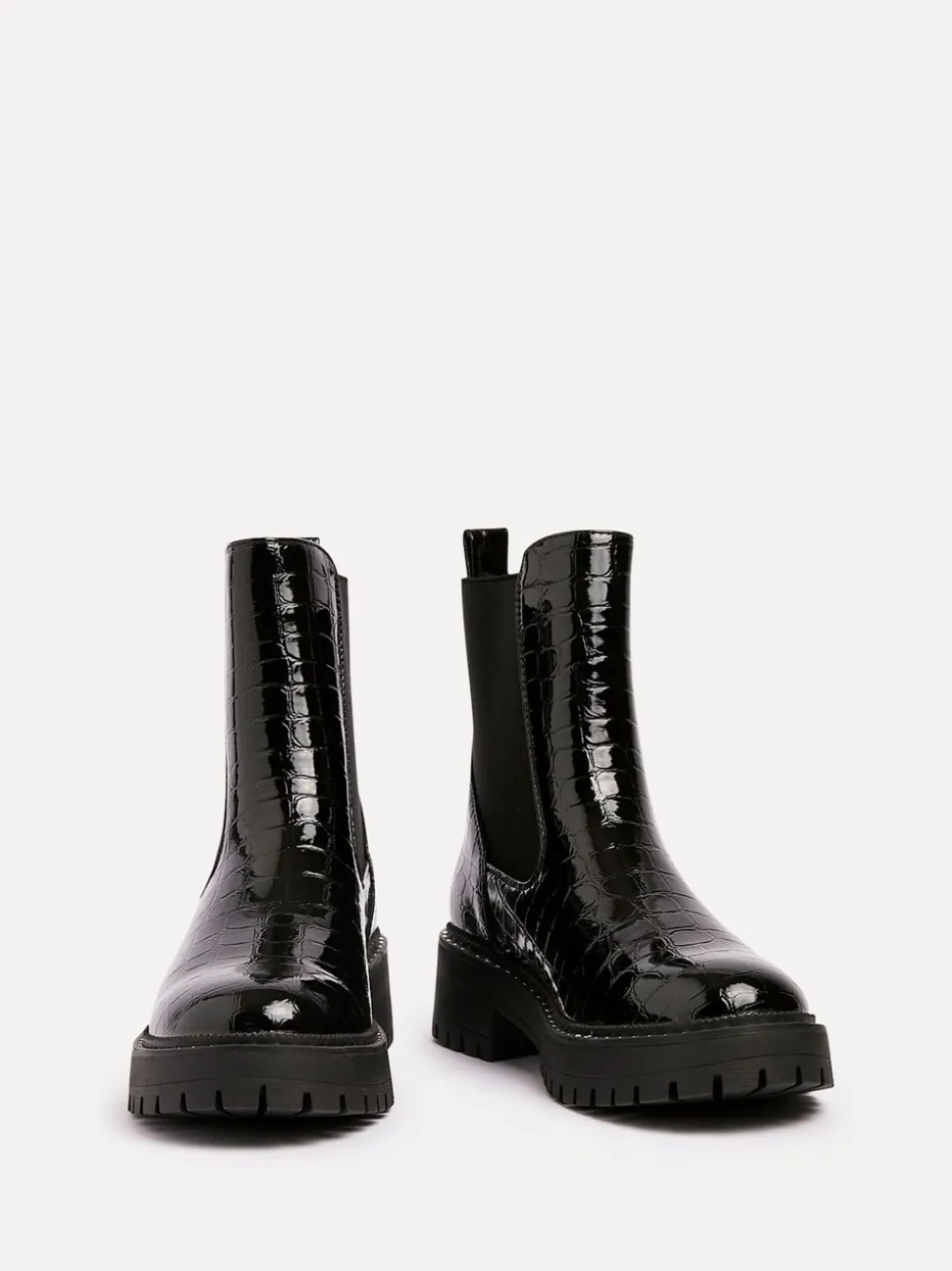 Linzi Landon Chunky Croc Mix Ankle Boots With Stud Detail Sole