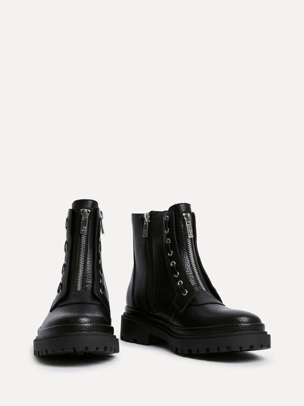 Linzi Launch Military Boots With Front Zip Detail