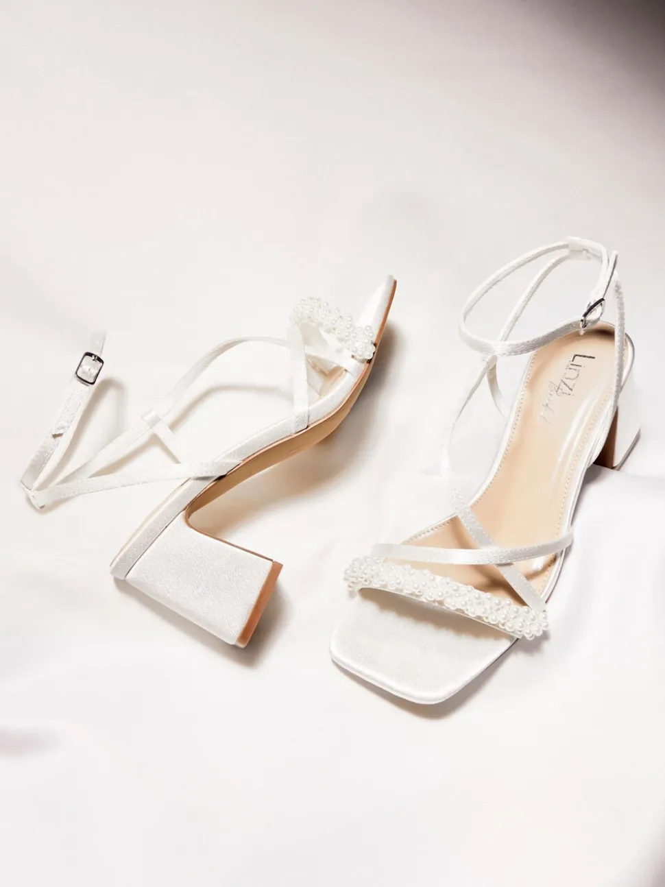 Linzi Promise Wide Fit Strappy Heeled Sandals With Pearl Detailing