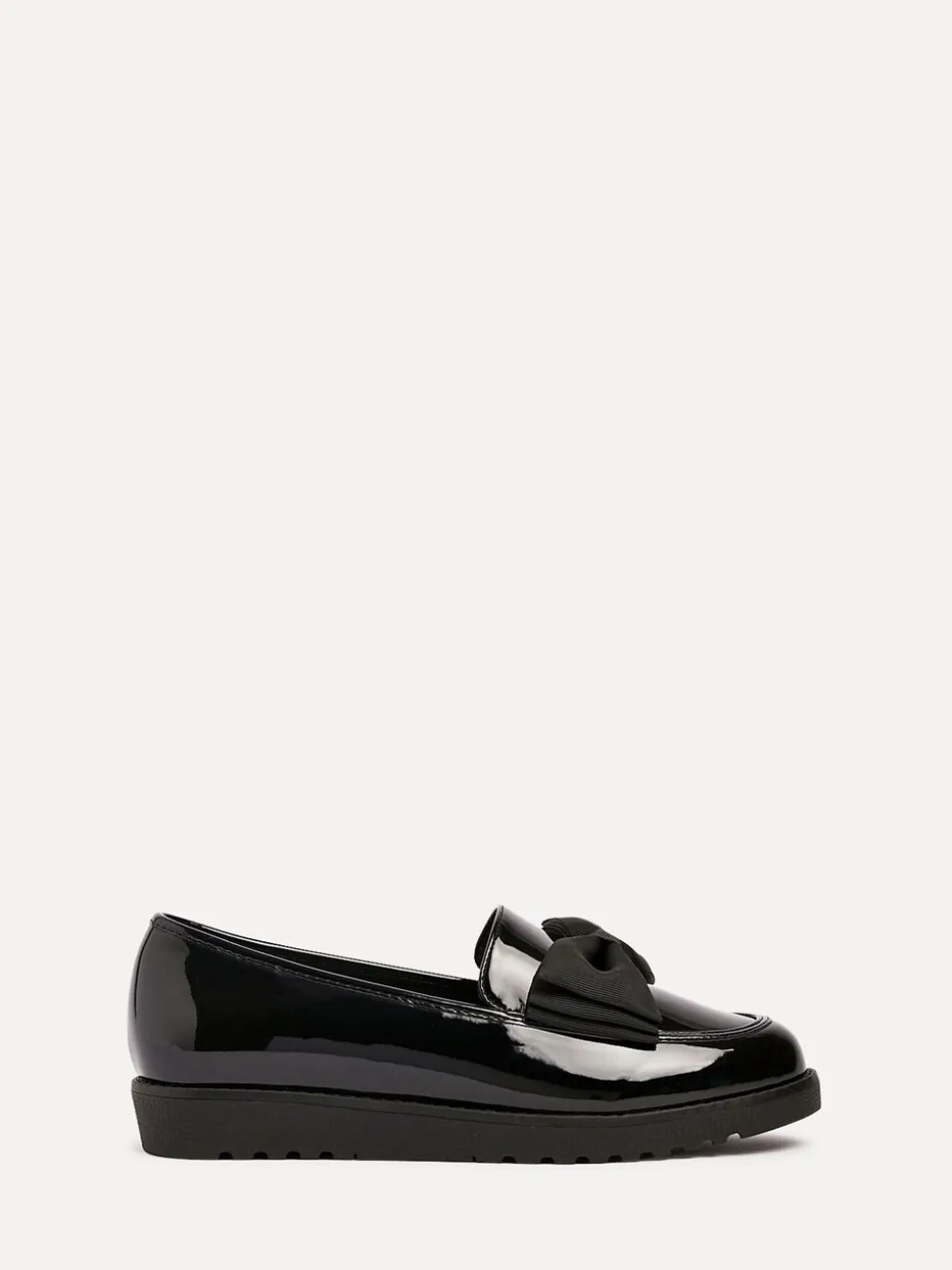 Linzi Wide Fit Violetta Classic Slip-On Loafers With Fabric Bow Detail