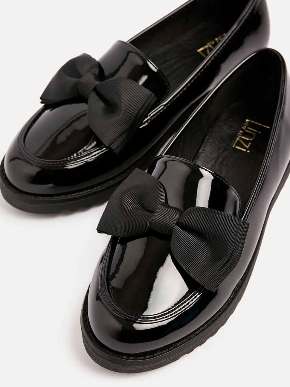 Linzi Wide Fit Violetta Classic Slip-On Loafers With Fabric Bow Detail