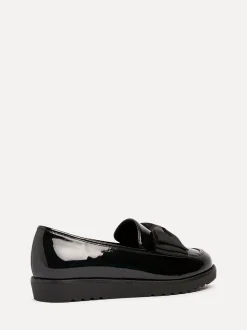 Linzi Wide Fit Violetta Classic Slip-On Loafers With Fabric Bow Detail