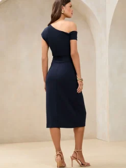 Lipsy - Midi-jurk met blote schouders en gerimpelde taille