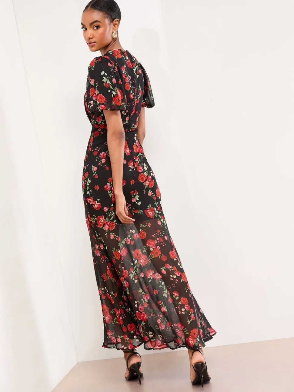 Lipsy Floral Print Short Sleeve Woven Maxi Dress