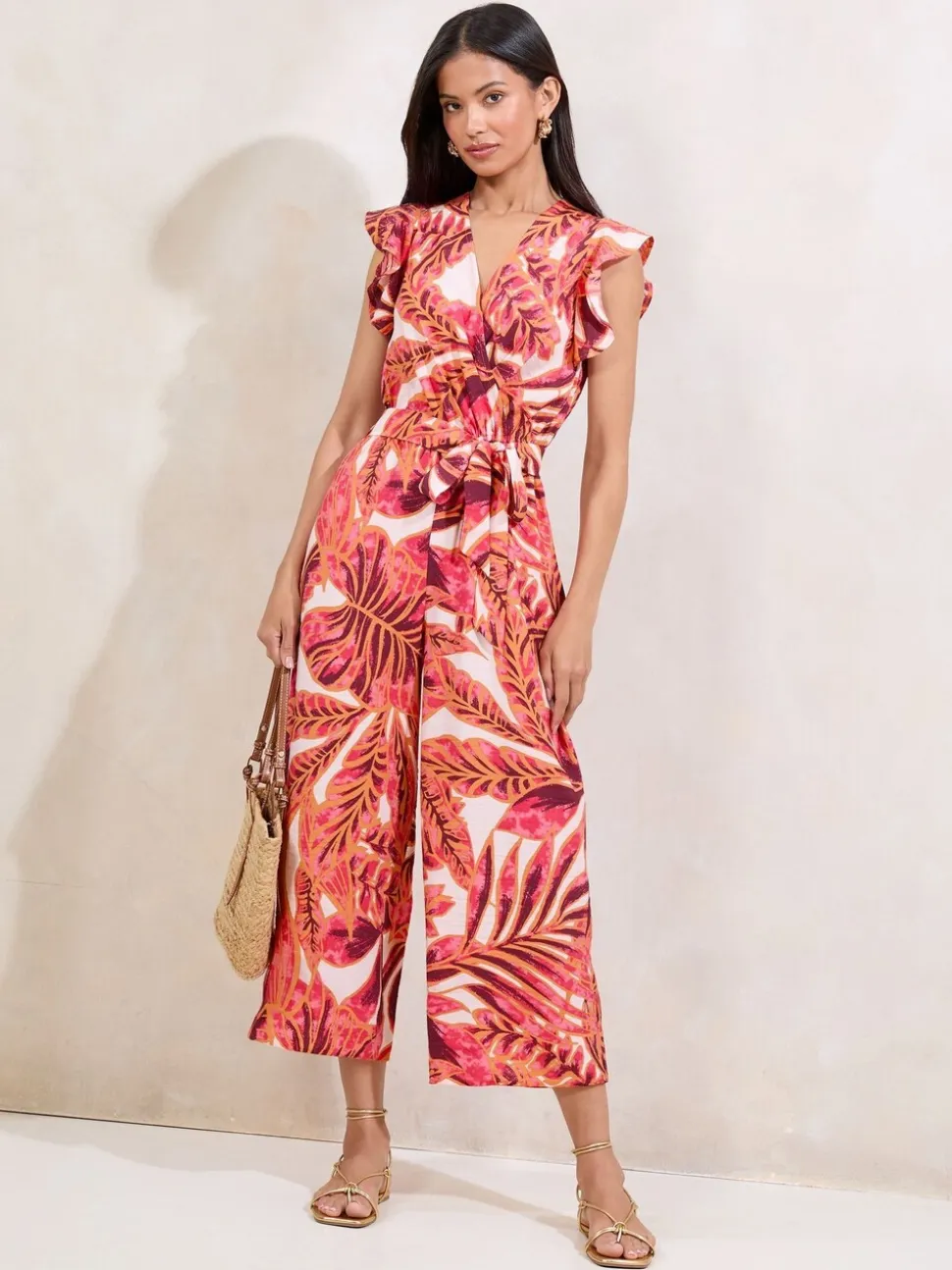 Lipsy Flutter Sleeve V-Neck Jumpsuit