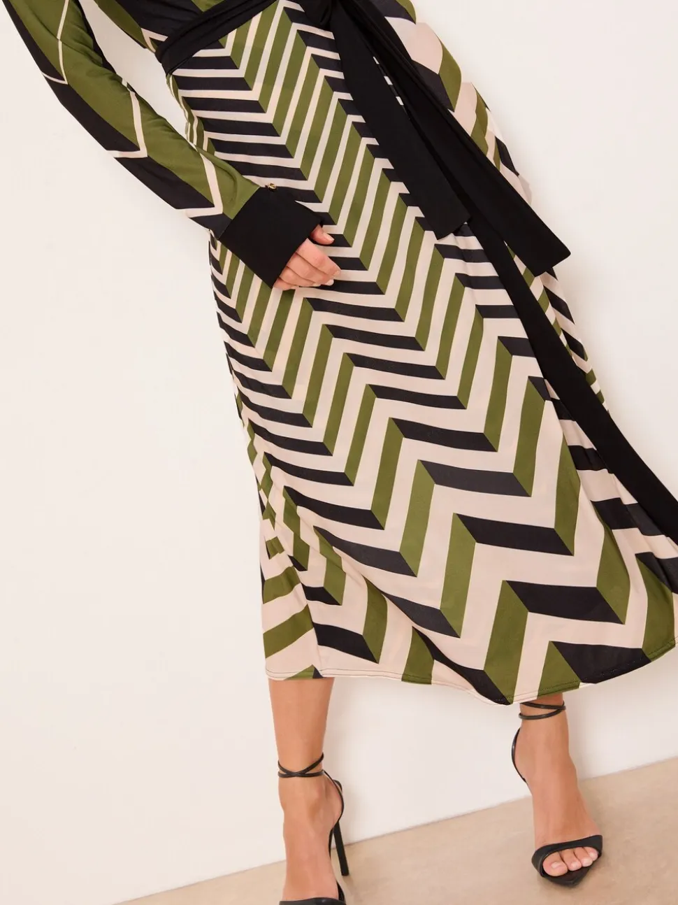 Lipsy Geometric Print Jersey Wrap Midi Dress