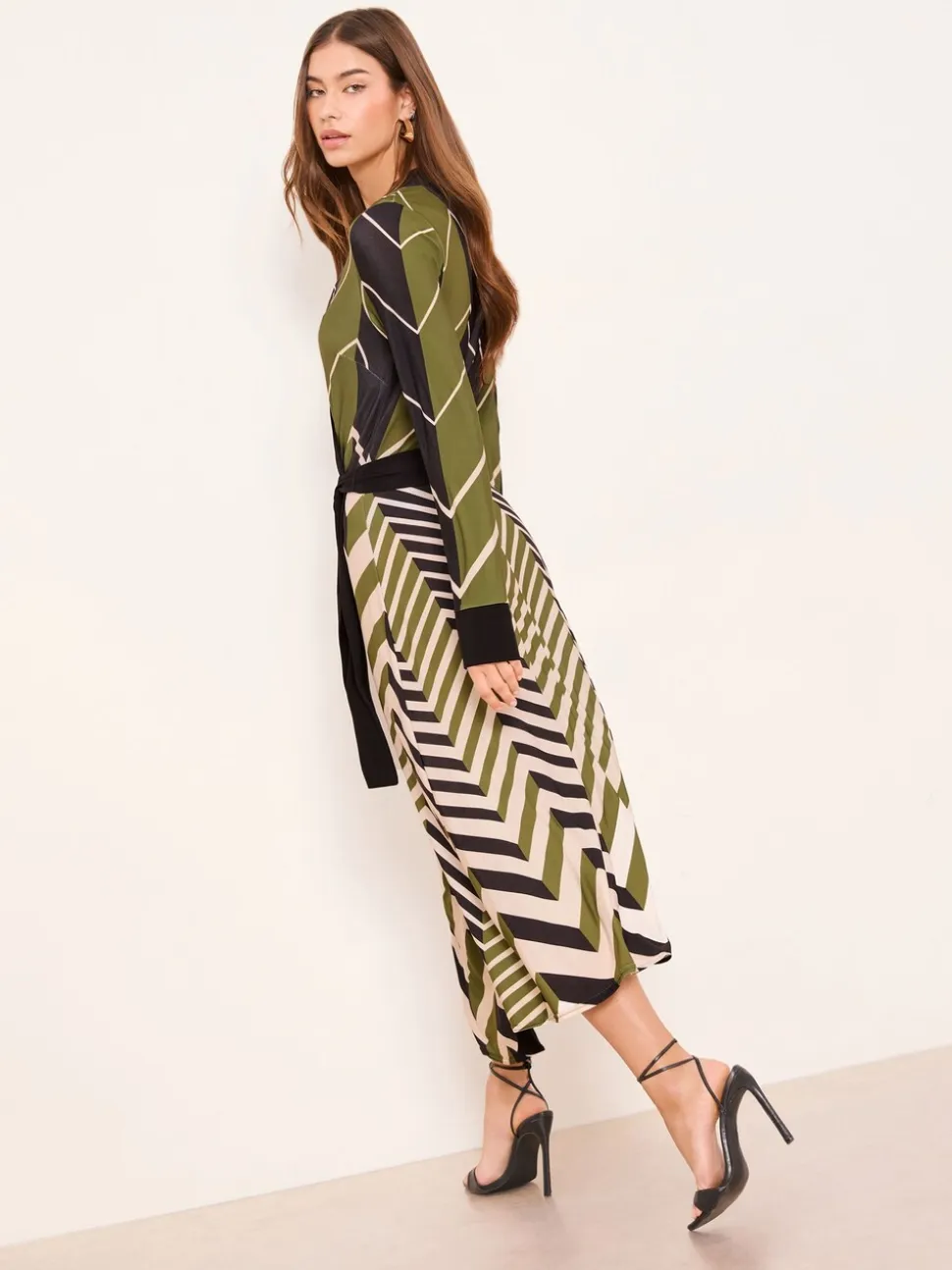 Lipsy Geometric Print Jersey Wrap Midi Dress