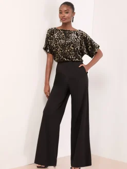 Lipsy Leopard Print Sleeveless Cowl Neck Jumpsuit