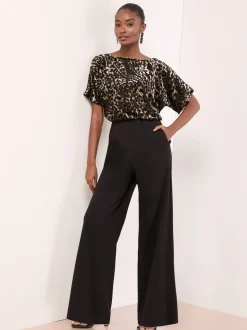 Lipsy Leopard Print Sleeveless Cowl Neck Jumpsuit