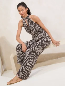 Lipsy Printed Halter Neck Jumpsuit