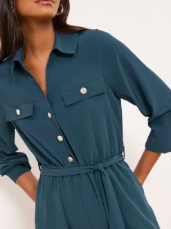 Lipsy Utility Belted Military Buttoned V-Neck Jumpsuit