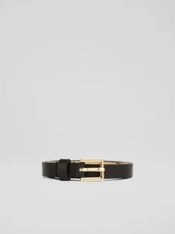 LK Bennett Clover Leather Square Buckle Belt