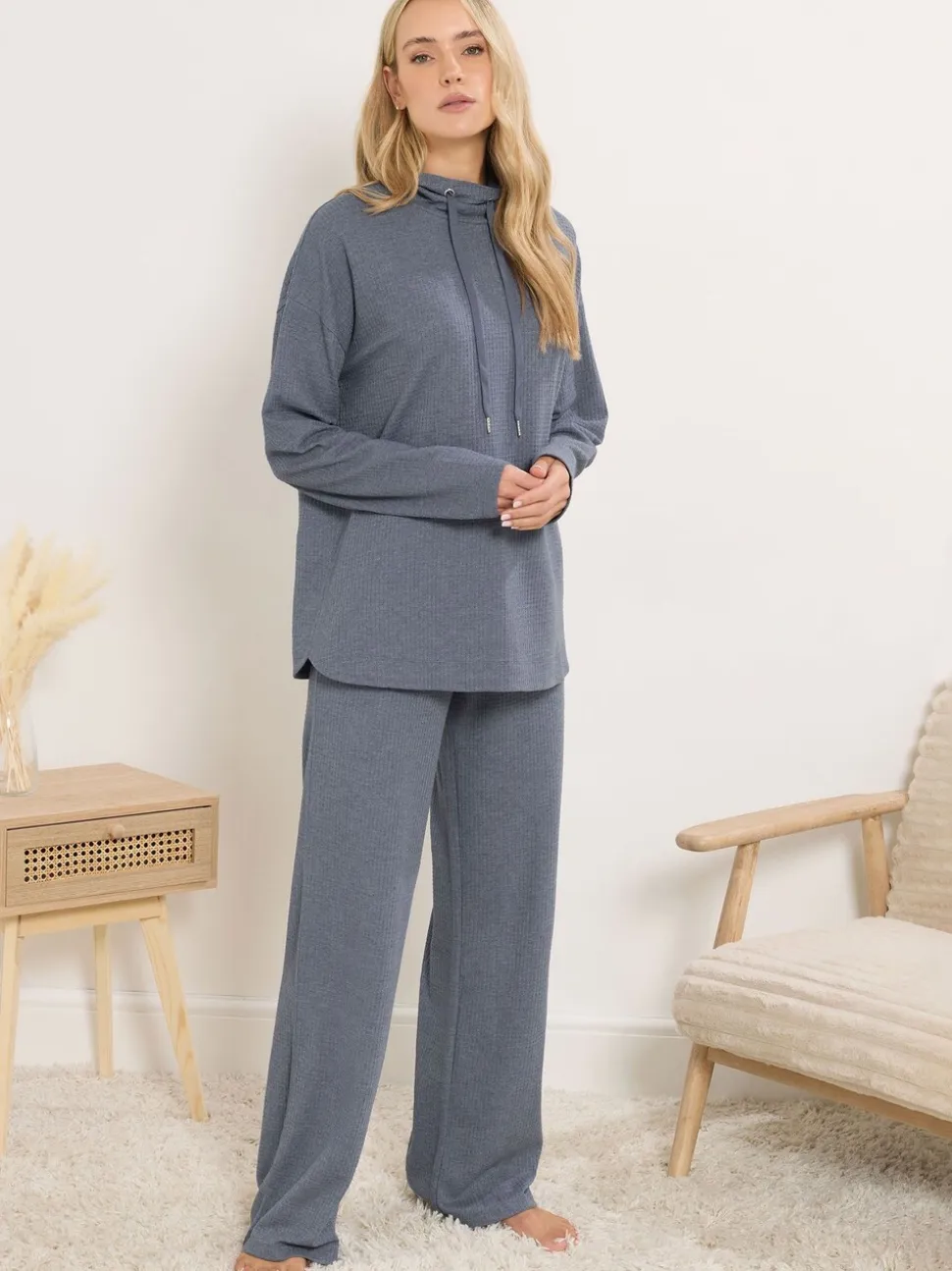 Long Tall Sally Marl Waffle Wide Leg Joggers