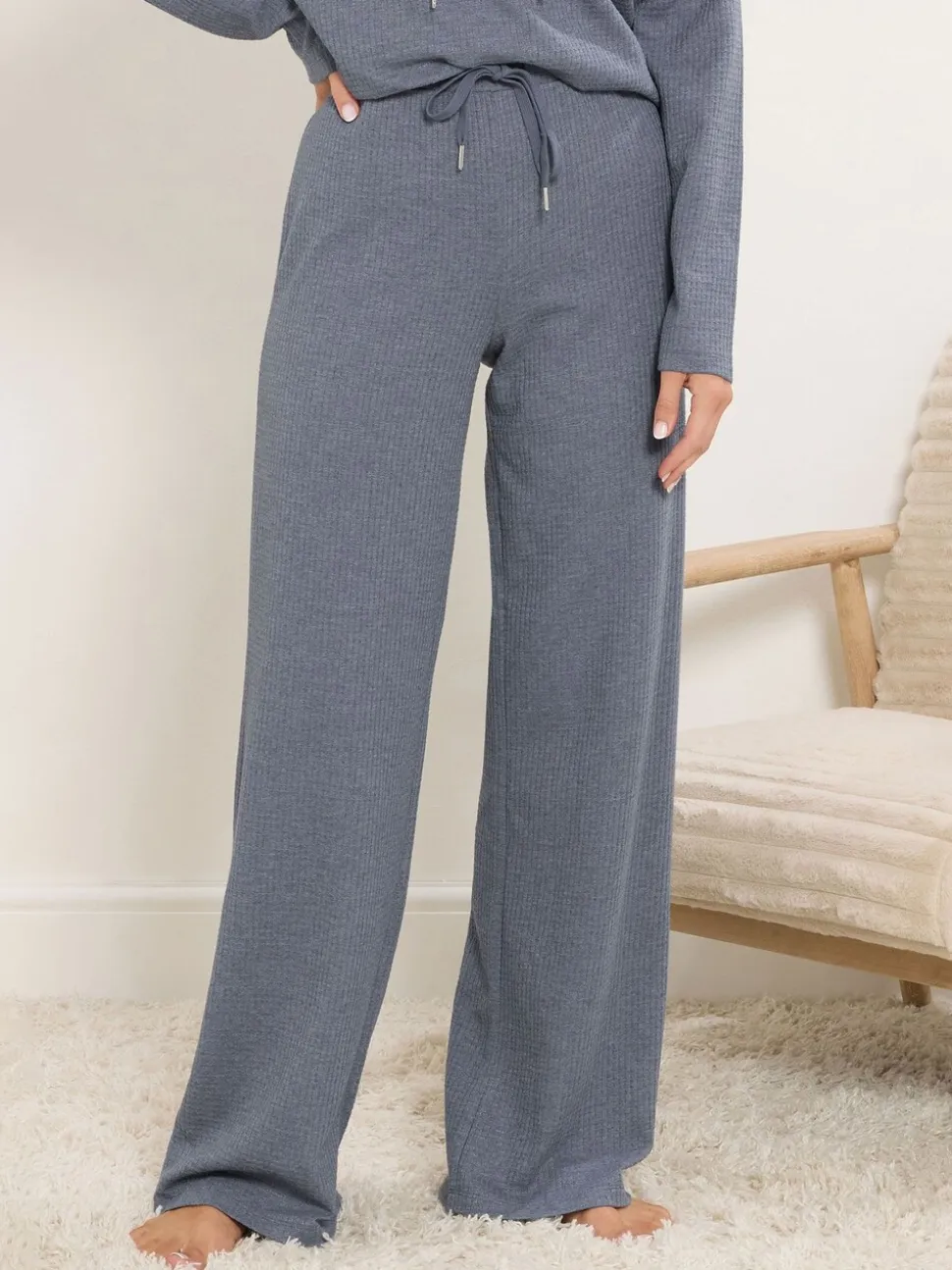 Long Tall Sally Marl Waffle Wide Leg Joggers