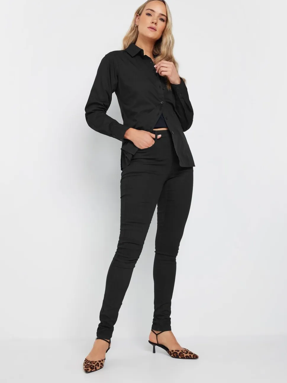 Long Tall Sally nauwsluitend overhemd van 100% katoen