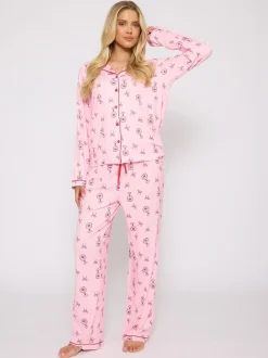 Loungeable Martini Long Sleeve Button Through Pyjamas