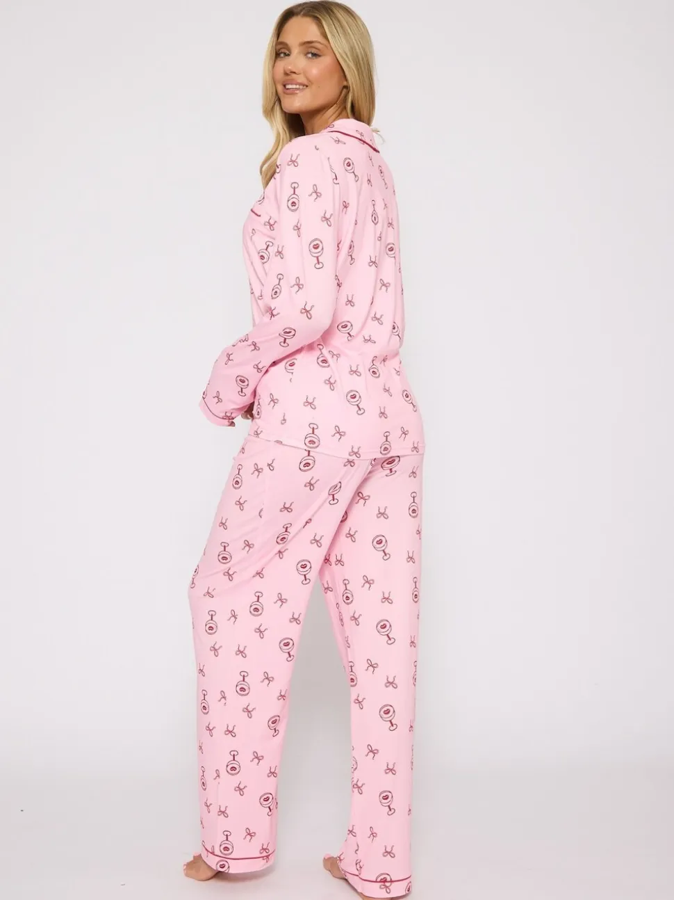 Loungeable Martini Long Sleeve Button Through Pyjamas