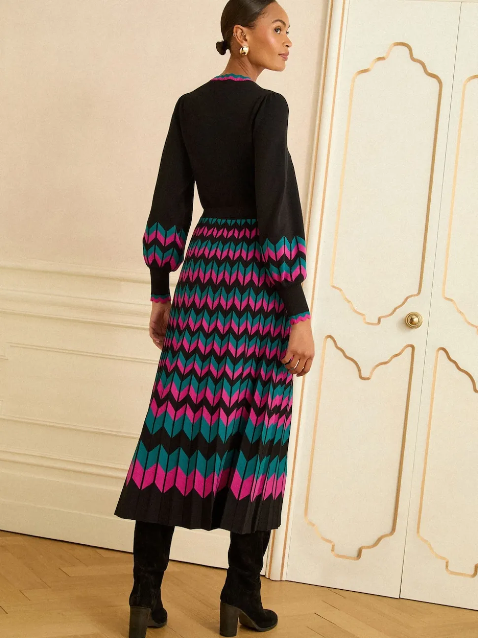 Love & Roses - Geschulpte gebreide midi-jurk