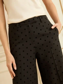 Love & Roses broek met wijde pijpen en flockprint