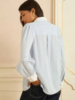 Love & Roses Lace Collar Button Through Long Sleeve Shirt