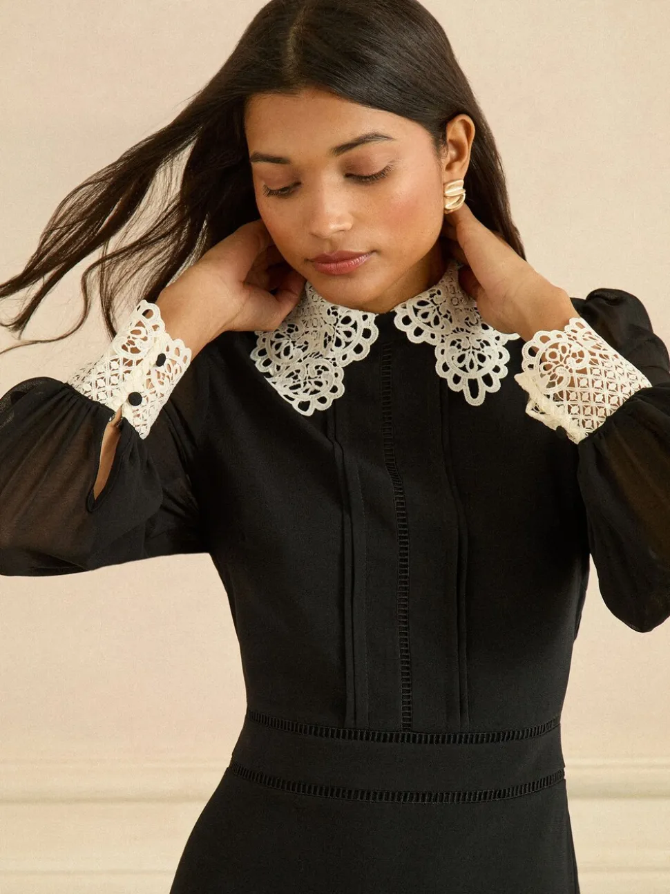 Love & Roses Lace Collar Mini Dress