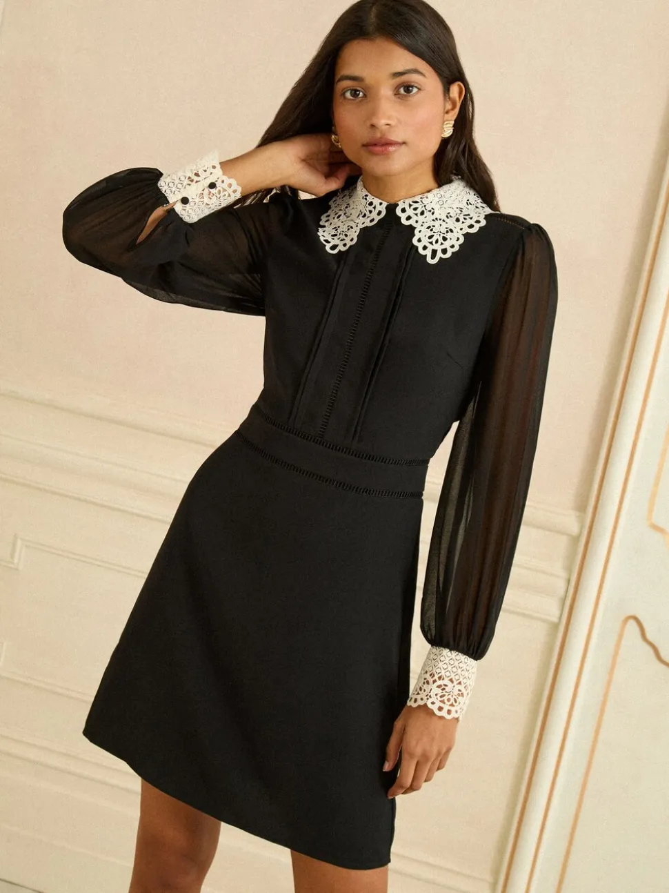 Love & Roses Lace Collar Mini Dress