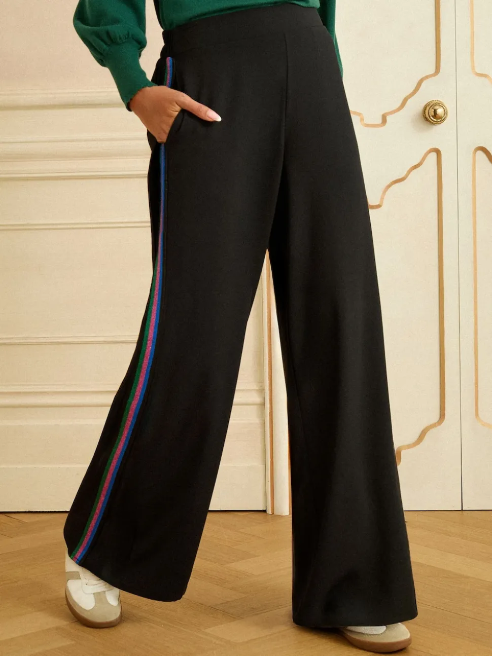 Love & Roses Metallic Side Stripe Wide Leg Trousers