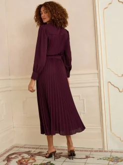 Love & Roses Pleated Detail Midi Dress