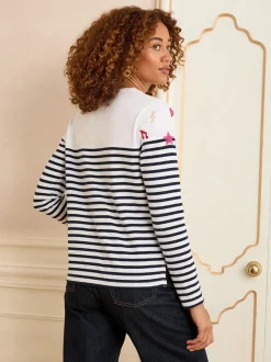 Love & Roses Stripe Embroidered Top