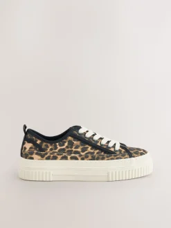 Luipaard - Canvas Chunky Baseballsneakers met Vetersluiting