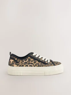 Luipaard - Canvas Chunky Baseballsneakers met Vetersluiting