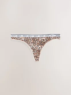 Luipaardprint - 4 Katoenen slipjes met logotailleband