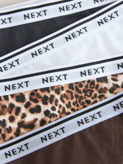 Luipaardprint - 4 Katoenen slipjes met logotailleband