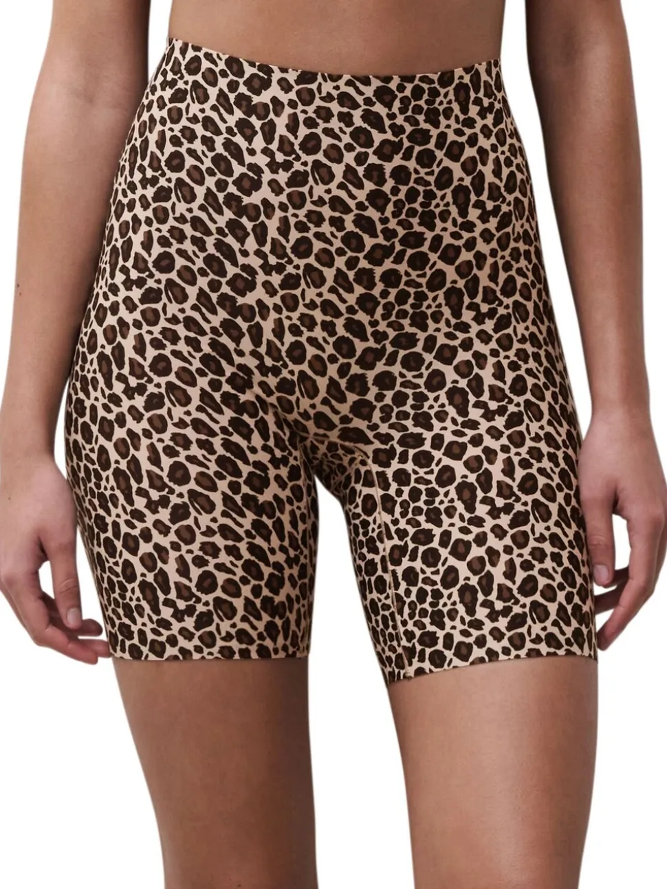 Luipaardprint - Chantelle zachte naadloze stretchshorts tot halverwege de dij met hoge taille en één maat