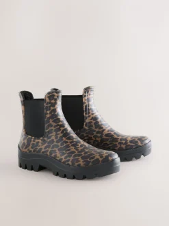 Luipaardprint - Faux Fur Lined Chelsea Ankle Wellies