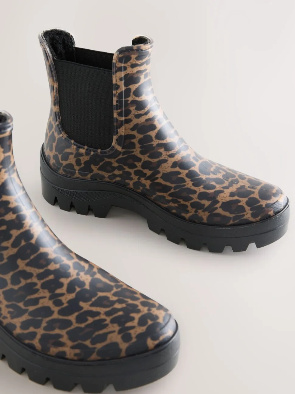 Luipaardprint - Faux Fur Lined Chelsea Ankle Wellies