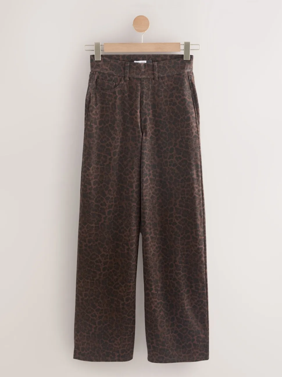 Luipaardprint - Jersey denim broek met wijde pijpen