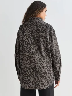 Luipaardprint - Oversized denim overhemd