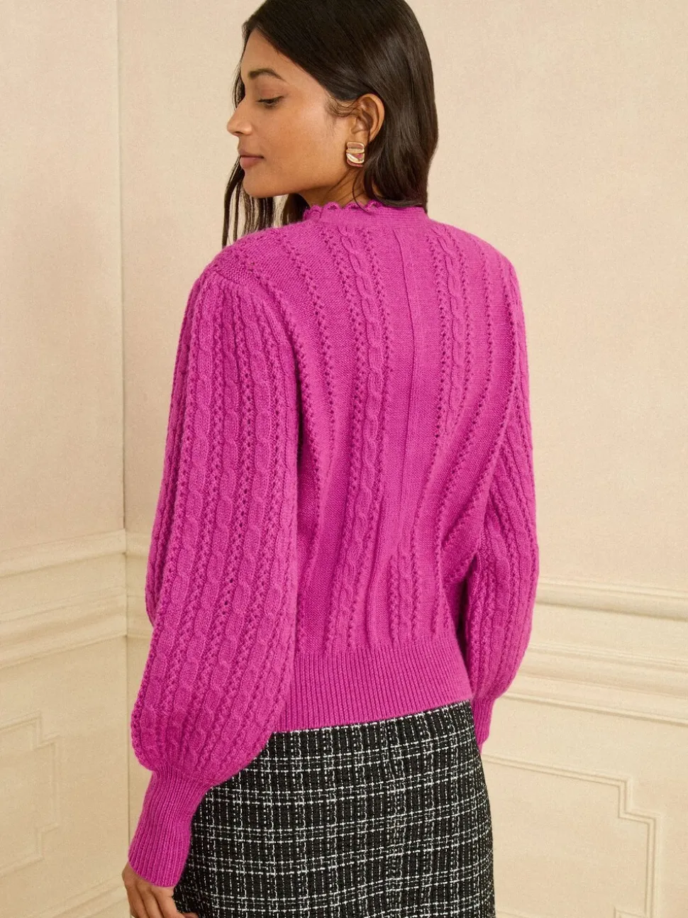 Magenta-roze - Love & Roses Bobble Stitch Cosy Knitted Jumper