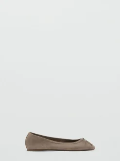 Mango Suede Bow Ballet Flats