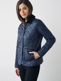 Marineblauw - Barbour® - Deveron in schuine ruit doorgestikt lichtgewicht jack