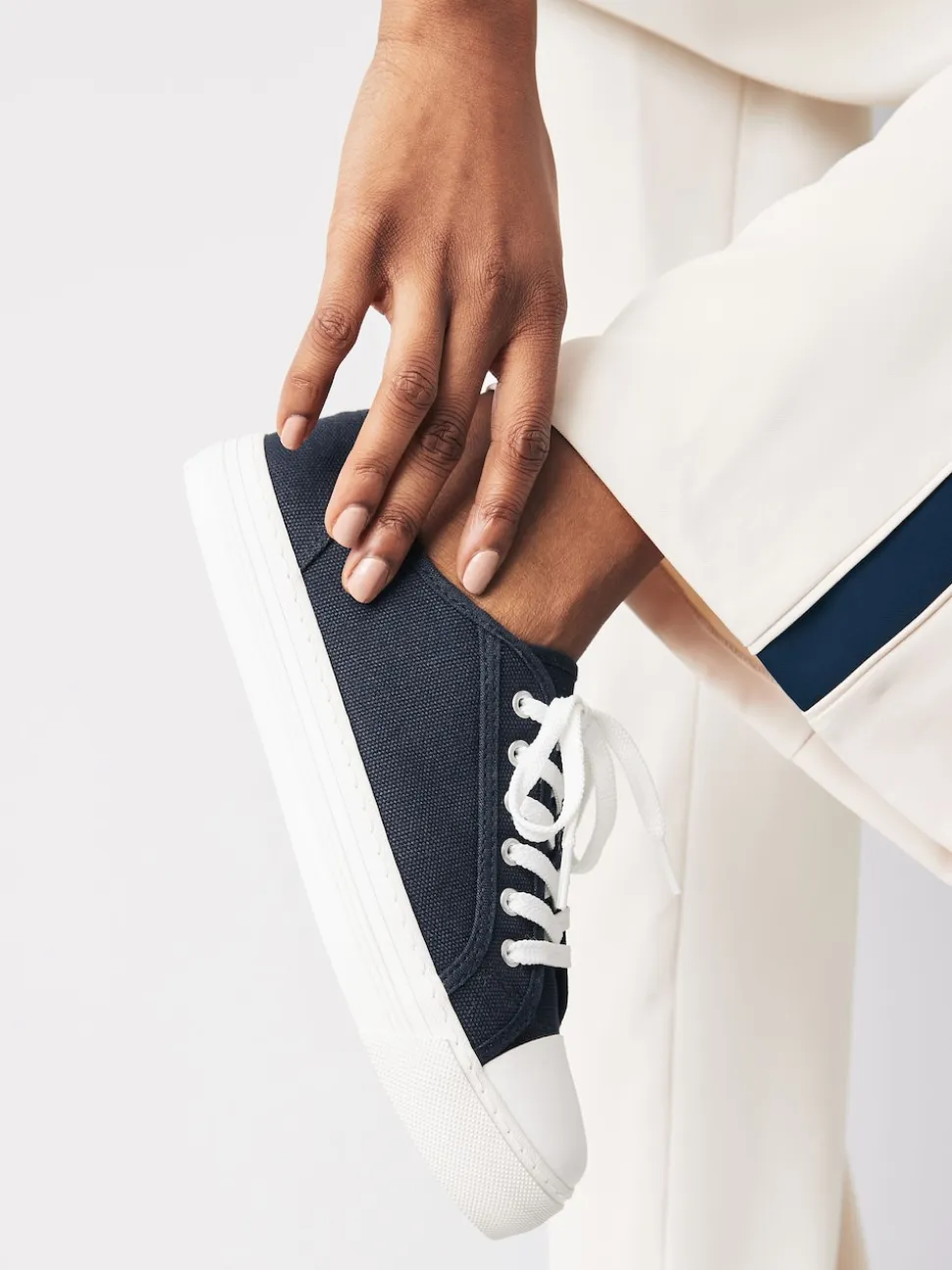 Marineblauw - Canvas honkbalsneakers